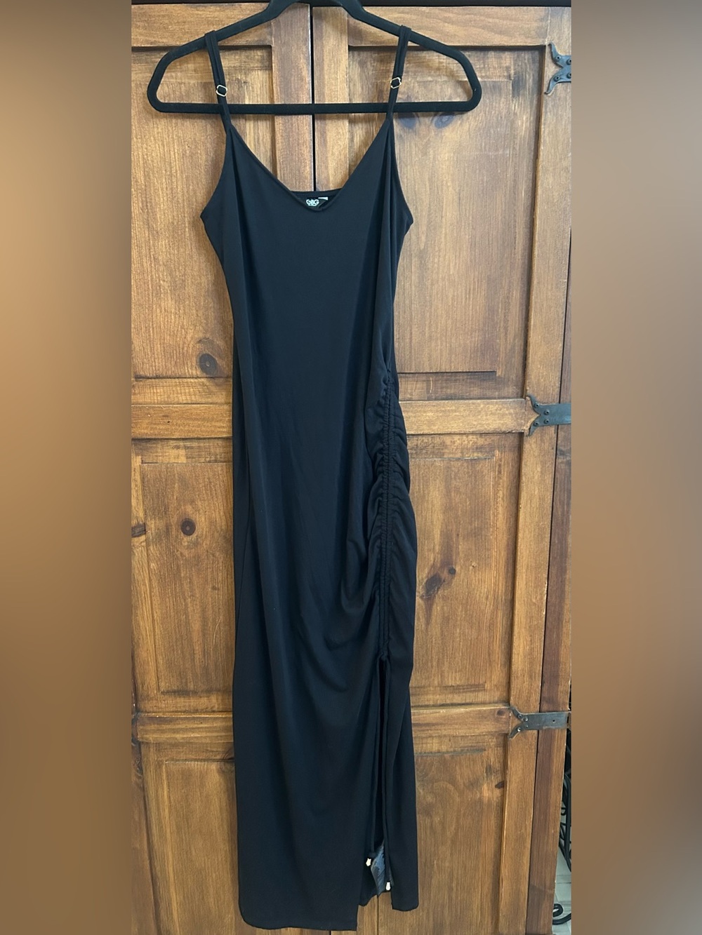 GBG Los Angeles Black Ruched-Side Maxi Dress